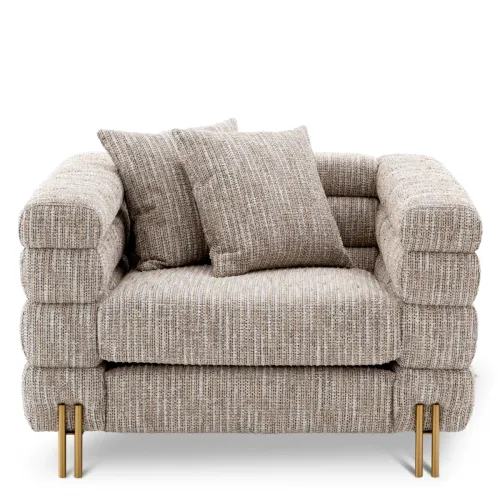 Luxuriöses modernes Einzelsitzer-Sofa mit Messing- und Bronze-Beinen