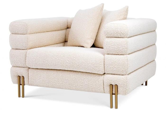 Luxuriöses modernes Einzelsitzer-Sofa mit Messing- und Bronze-Beinen