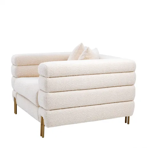 Luxury Modern Single Seater Sofa with Brass & Bronze Legs by Luxury Group International