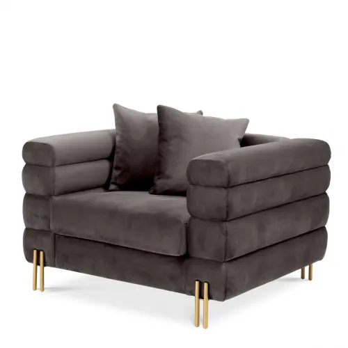 Luxuriöses modernes Einzelsitzer-Sofa mit Messing- und Bronze-Beinen