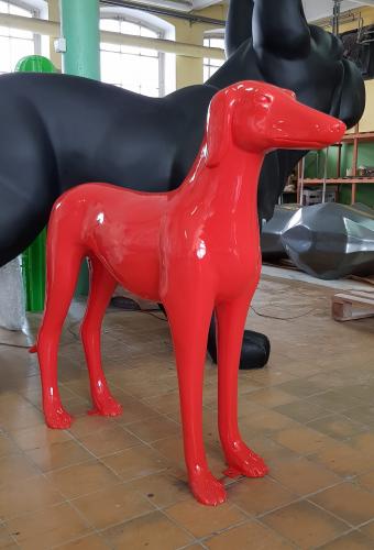 Luxury Fiberglass Single Colored Standing Greyhound Sculpture by Luxury Group International