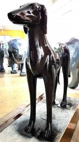 Luxury Fiberglass Single Colored Standing Greyhound Sculpture by Luxury Group International