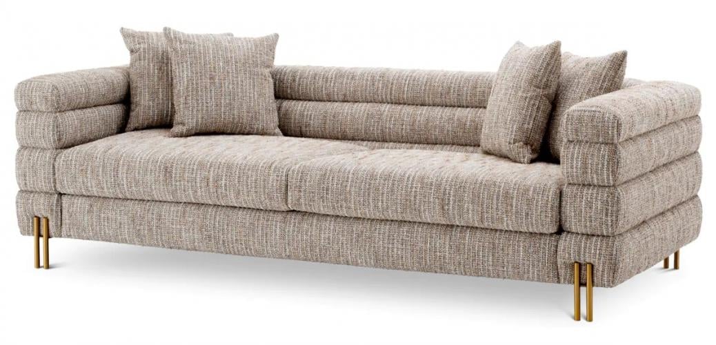 Luxuriöses zeitgenössisches Polstersofa mit Bronze- oder Messingakzenten