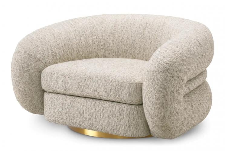 Luxuriöses modulares Sofa mit skulpturalen Kurven und Messingfuß