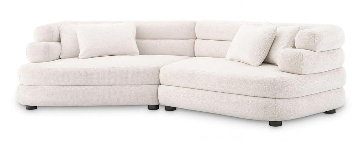 Luxuriöses Modulares Sofa in Lyssa Off-White mit schwarzen Füßen