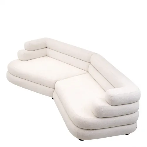 Divano Modulare di Lusso in Lyssa Bianco Sporco con Piedini Neri di Luxury Group International