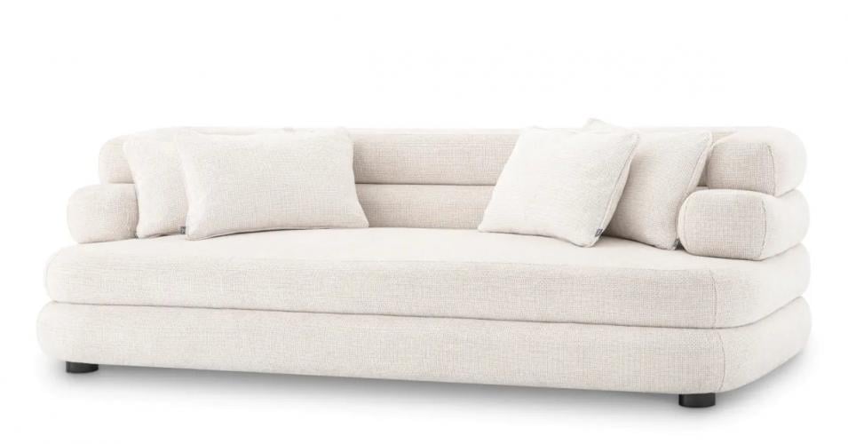 Luxuriöses Modulares Sofa in Lyssa Off-White mit schwarzen Füßen