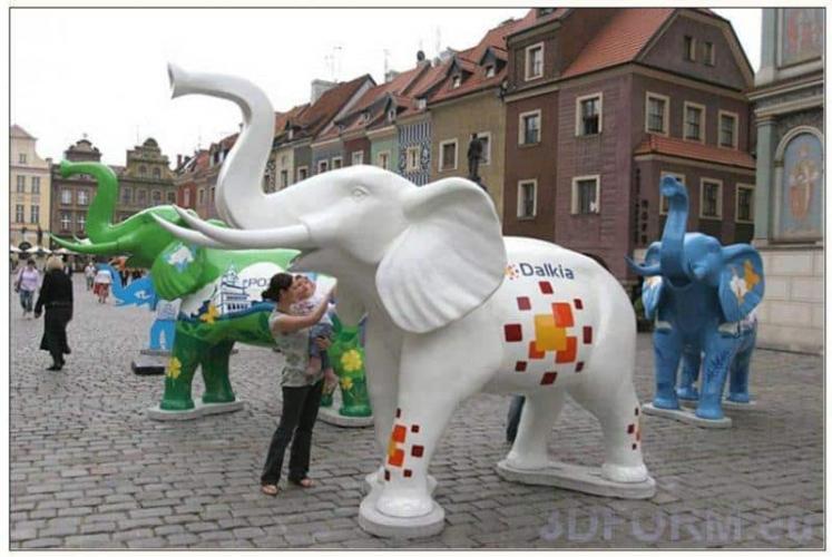 Luxury Life Size Fiberglass Elephant Sculpture – Multi-Color Edition