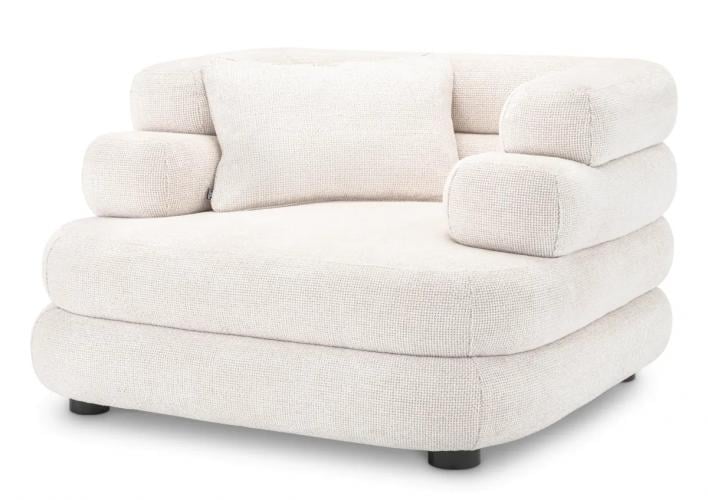 Luxuriöser Lyssa Off-White Moderner Sofa-Sessel mit schwarzen Füßen
