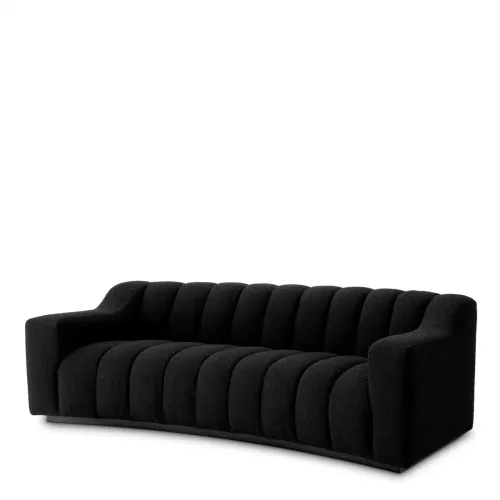 Luxury Curved Upholstered Sofa with Deep Channel Stitching