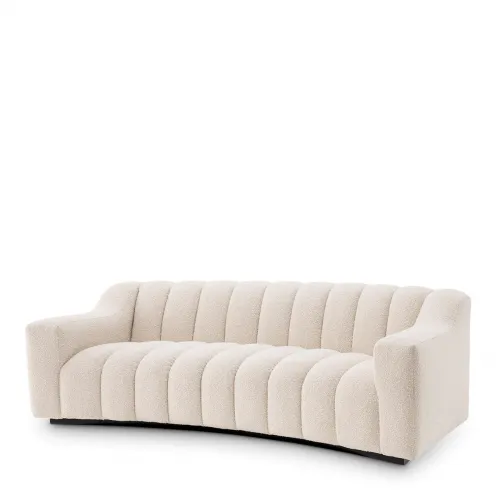 Luxury Curved Upholstered Sofa with Deep Channel Stitching