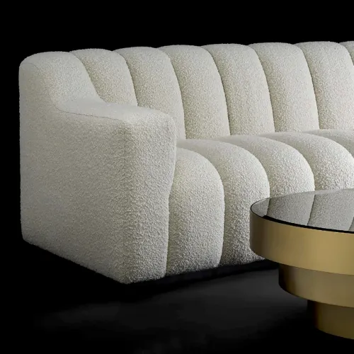 Luxury Curved Upholstered Sofa with Deep Channel Stitching by Luxury Group International