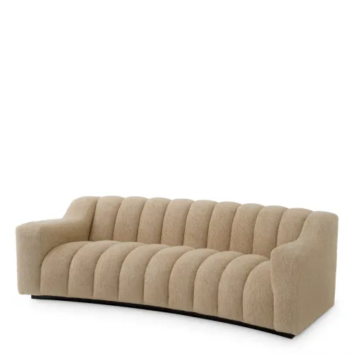 Luxury Curved Upholstered Sofa with Deep Channel Stitching