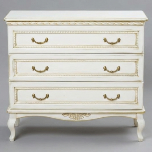 Luxuriöser Kommode mit drei Schubladen, skulpturiertem Sockel und ornamentaler geflochtener Verzierung von Luxury Group