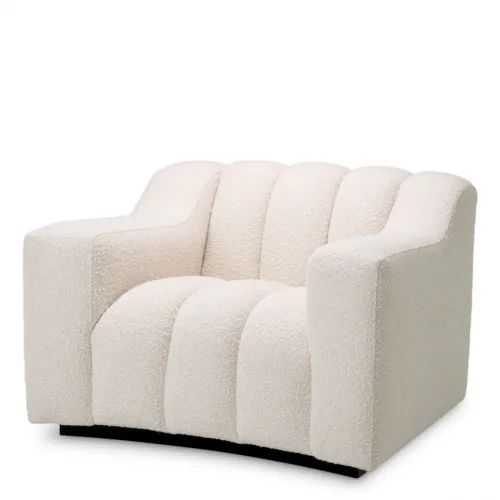 Luxury Curved Upholstered Sofa Chair with Deep Channel Stitching