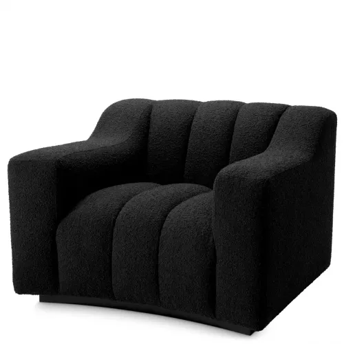 Luxury Curved Upholstered Sofa Chair with Deep Channel Stitching