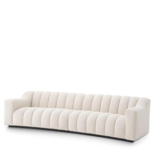 Luxury Curved Upholstered Long Sofa with Deep Channel Stitching
