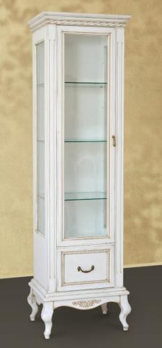 Luxury Tall Single-Door Glass Showcase Cabinet with Ornamental Braided Accents