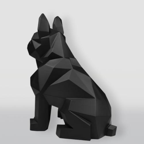 Luxus geometrische Französische Bulldogge Fiberglas-Skulptur – Einfarbige Edition von Luxury Group International