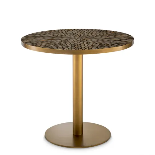 Luxury Round Dining Table with Brown Ceramic Inlay
