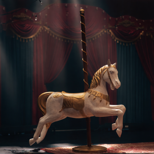 Luxury Fiberglass Carousel Horse Sculpture with Red Pole