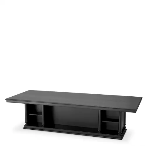 Luxury Black Veneer Rectangular Table with Architectural Base