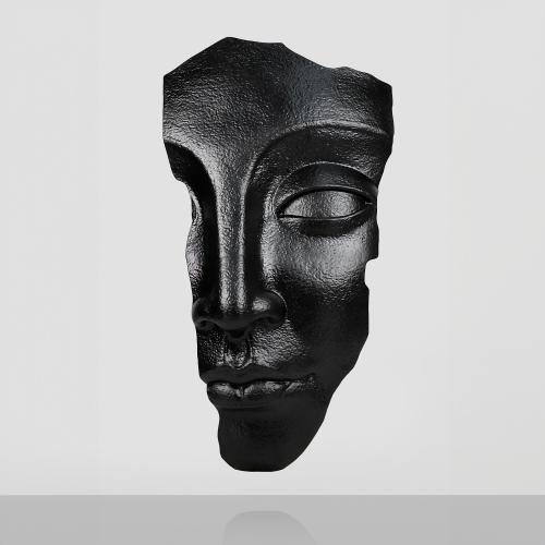 Luxus schwarze, an der Wand montierte Gesichtsskulptur aus Fiberglas von Luxury Group International