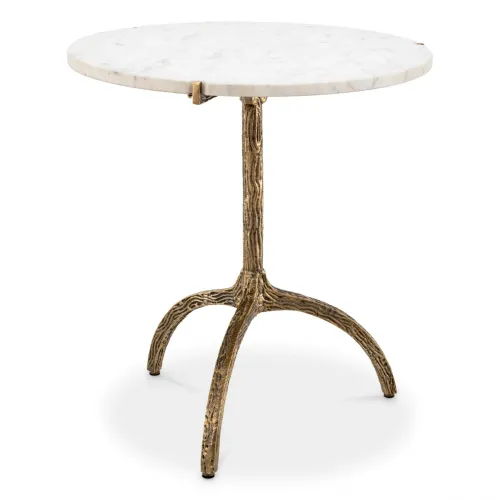Luxury Round Marble Dining Table with Vintage Brass Base