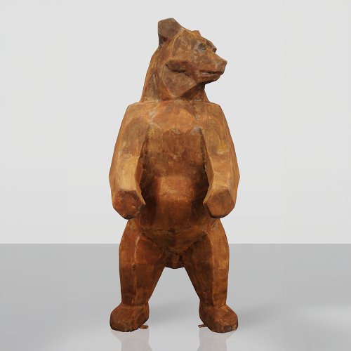 Luxury Square Bear Large Sculpture in Rust Effect