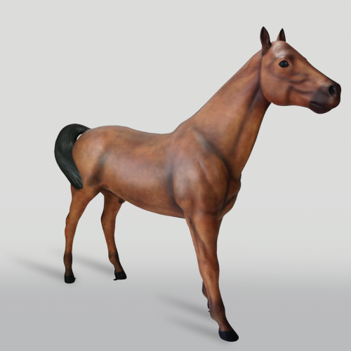 Luxury Life-Size Fiberglass Horse Sculpture with Natural Finish – 200 CM