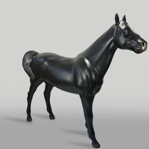 Luxury Life-Size Fiberglass Horse Sculpture with Natural Finish – 200 CM