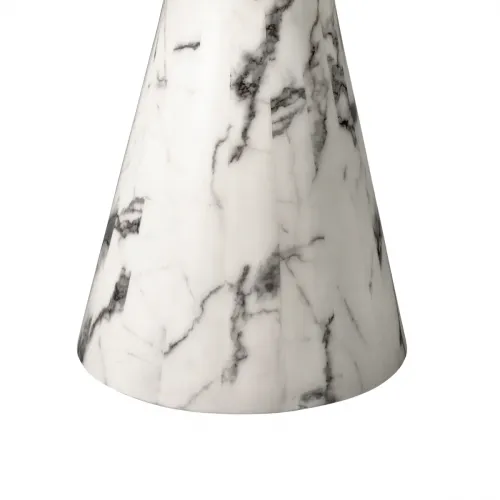 Luxury White Faux Marble Round Dining Table with Black Swirls and Veins by Luxury Group International