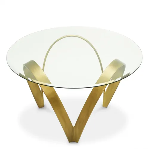 Luxury Round Glass Dining Table with Brass Base