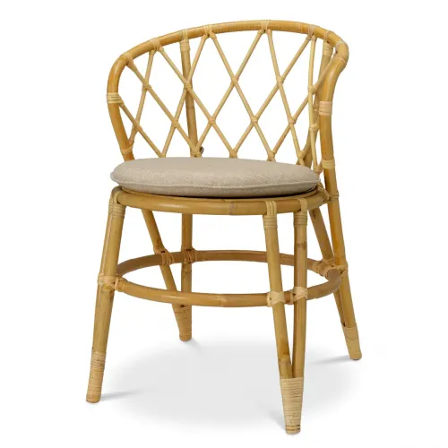 Luxury Natural Rattan Dining Chair with Woven Backrest