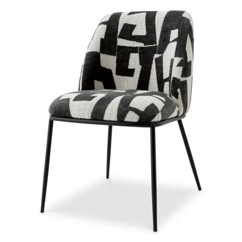 Luxury Brooklyn Black Upholstered Dining Chair with Black Legs