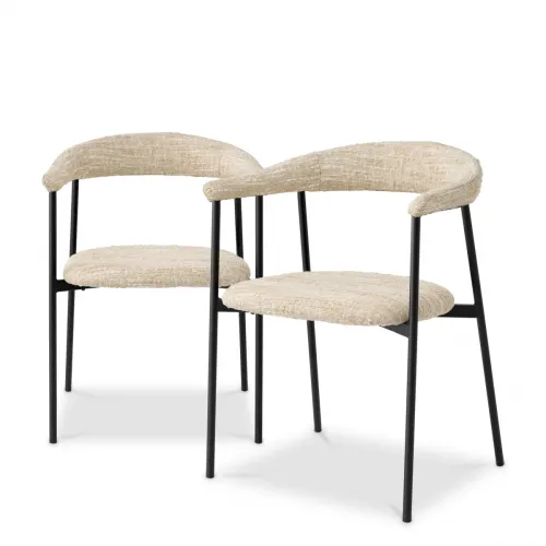 Luxury Bouclé Sonata Upholstered Dining Chair Set of 2