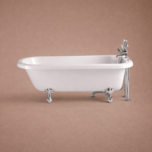 Luxury Freestanding Acrylic Single Ended Roll Top Bath in White Finish