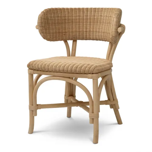 Luxury Natural Rattan Dining Chair with Woven Barrel Design