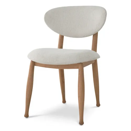 Luxury Curved Back Dining Chair in Natural Wood & White