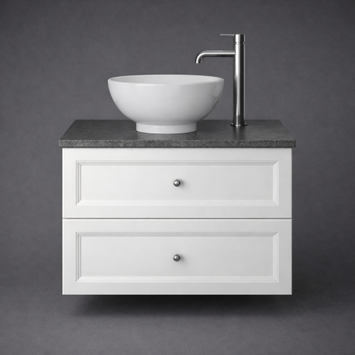 Luxuriöser wandhängender Waschtischunterschrank mit zwei Schubladen in klassischer weißer Farbe - 70 CM von Luxury Group