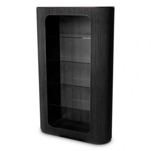 Luxuriöse schwarze Holzvitrine mit Glasregal von Luxury Group International