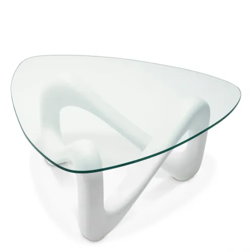 Luxury Triangular Clear Glass Top Coffee Table with White Base by Luxury Group International