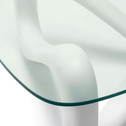Luxury Triangular Clear Glass Top Coffee Table with White Base by Luxury Group International