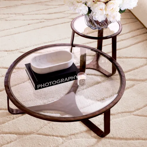 Luxury Clear Glass Top Round Coffee Table with Bronze Frame by Luxury Group International