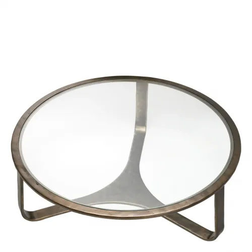 Luxury Clear Glass Top Round Coffee Table with Bronze Frame by Luxury Group International