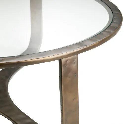 Luxury Clear Glass Top Round Coffee Table with Bronze Frame by Luxury Group International