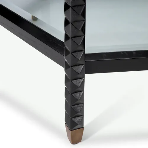 Luxury Black Hexagonal Double Decker Glass Coffee Table by Luxury Group International