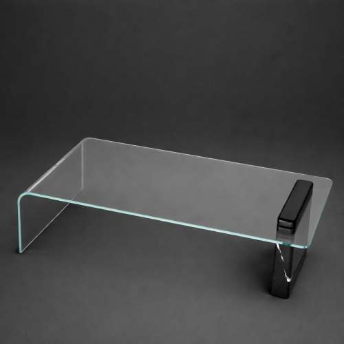 Luxuriöser rechteckiger Couchtisch aus Klarglas mit schwarzem Marmor von Luxury Group International