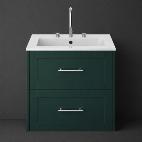 Luxury Wall Hung Two Drawer Vanity Unit in Classic Green Finish – 60 CM by Luxury Group International