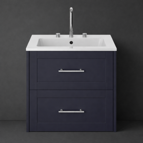 Luxury Wall Hung Two Drawer Vanity Unit in Midnight Blue Finish – 60 CM by Luxury Group International